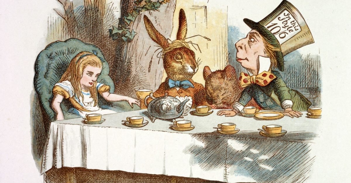 A Mad Tea Party, Alice’s Adventure in Wonderland by Lewis Carroll, Hand Colored Illustration